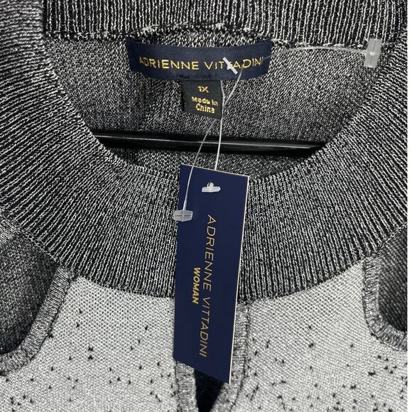 Adrienne Vittadini Sparkly Womens Sweater Sz 1X Holiday Keyhole Ombre Metallic - Picture 7 of 9